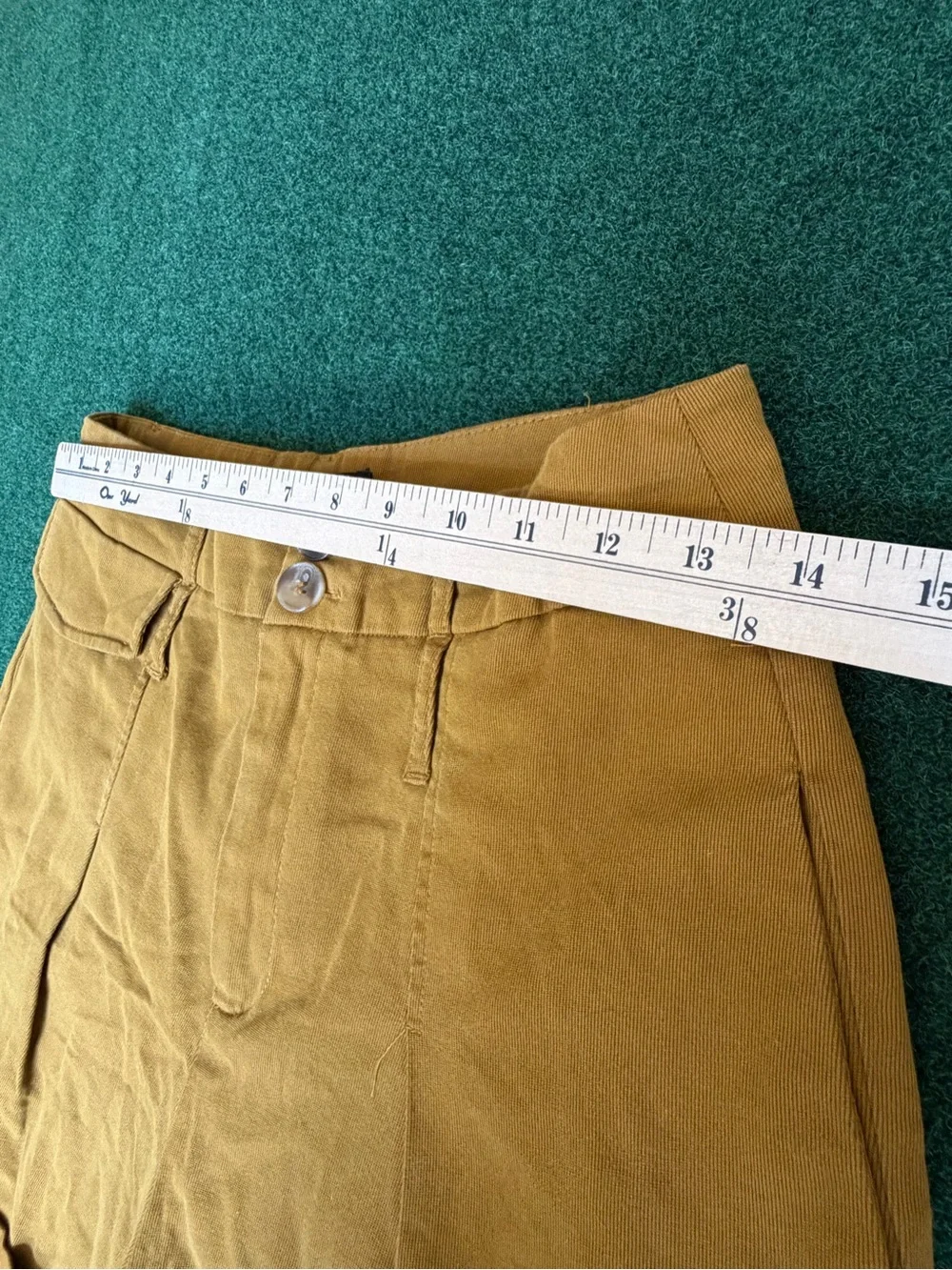 Zara Mustard Cuffed High-Waist Shorts